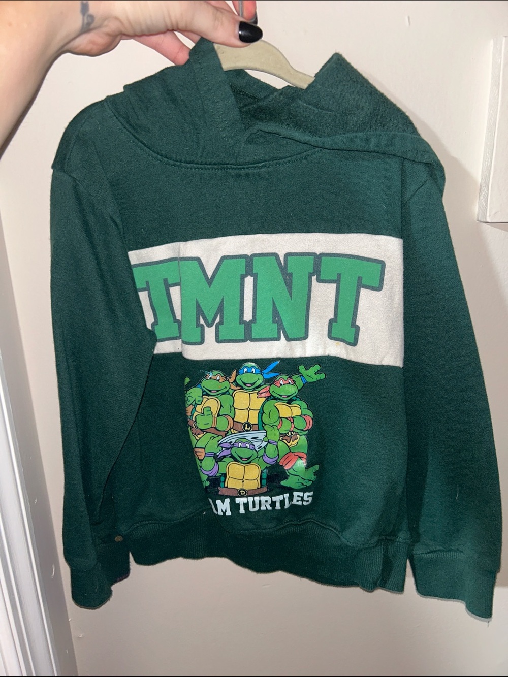 Nickelodeon Dark Green TMNT Hooded Sweatshirt with White Chest Panel